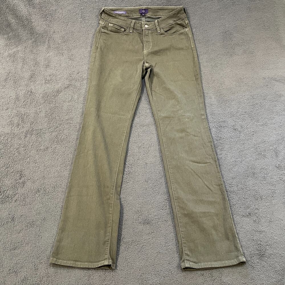 NYDJ Marilyn Olive Green Lift Tuck Stretch Straight Denim Jeans Women's Size 10